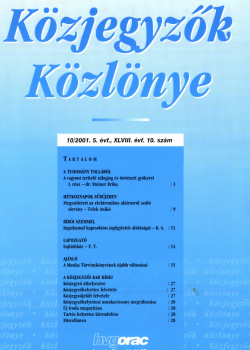 Közjegyzők Közlönye 2001 borítókép