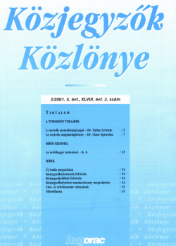 Közjegyzők Közlönye 2001 borítókép