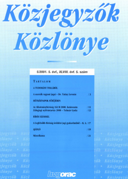 Közjegyzők Közlönye 2001 borítókép