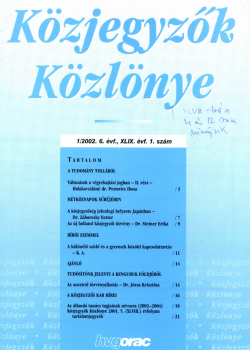 Közjegyzők Közlönye 2002 borítókép