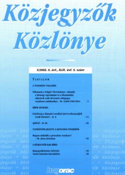 Közjegyzők Közlönye 2002 borítókép