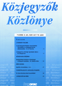 Közjegyzők Közlönye 2002 borítókép