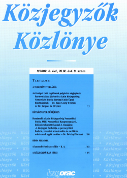 Közjegyzők Közlönye 2002 borítókép