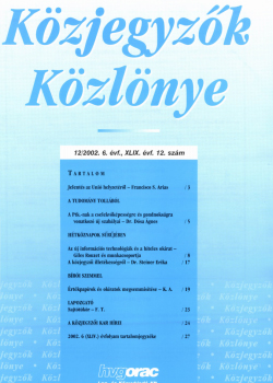 Közjegyzők Közlönye 2002 borítókép