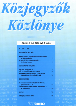 Közjegyzők Közlönye 2002 borítókép