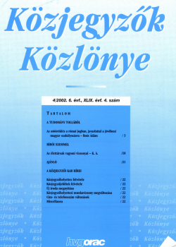 Közjegyzők Közlönye 2002 borítókép