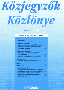 Közjegyzők Közlönye 2003 borítókép