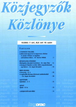 Közjegyzők Közlönye 2003 borítókép