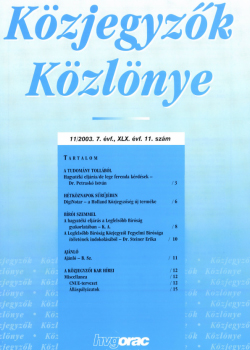 Közjegyzők Közlönye 2003 borítókép