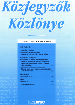 Közjegyzők Közlönye 2003 borítókép