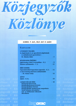 Közjegyzők Közlönye 2003 borítókép