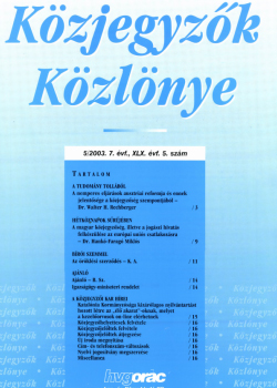 Közjegyzők Közlönye 2003 borítókép