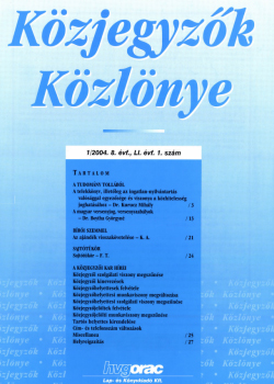 Közjegyzők Közlönye 2004 borítókép