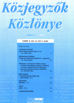 Közjegyzők Közlönye 2004 borítókép