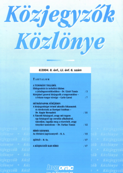 Közjegyzők Közlönye 2004 borítókép