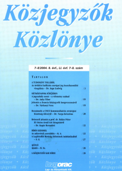 Közjegyzők Közlönye 2004 borítókép