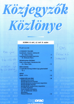 Közjegyzők Közlönye 2004 borítókép