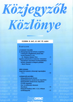 Közjegyzők Közlönye 2004 borítókép