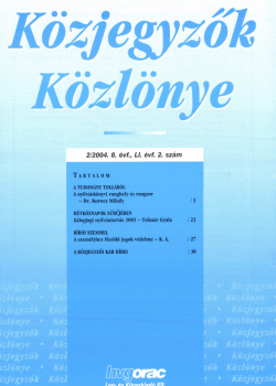 Közjegyzők Közlönye 2004 borítókép