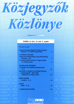 Közjegyzők Közlönye 2004 borítókép