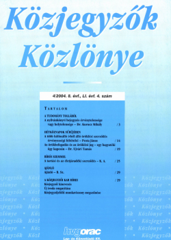 Közjegyzők Közlönye 2004 borítókép