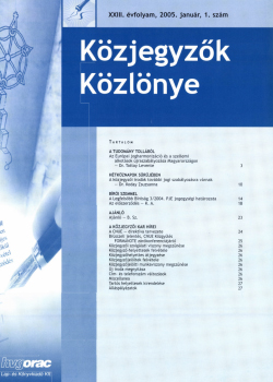 Közjegyzők Közlönye 2005 borítókép