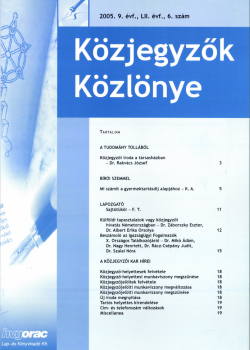 Közjegyzők Közlönye 2005 borítókép