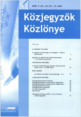 Közjegyzők Közlönye 2005 borítókép