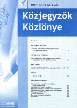 Közjegyzők Közlönye 2005 borítókép