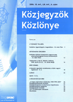 Közjegyzők Közlönye 2006 borítókép