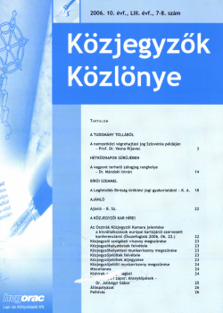 Közjegyzők Közlönye 2006 borítókép