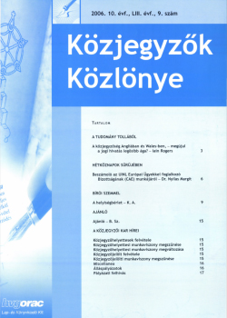 Közjegyzők Közlönye 2006 borítókép