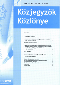 Közjegyzők Közlönye 2006 borítókép