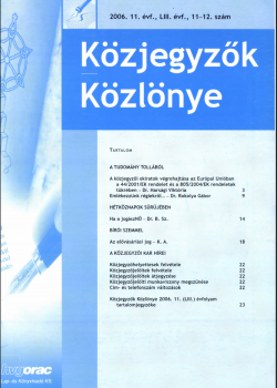 Közjegyzők Közlönye 2006 borítókép