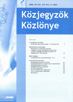 Közjegyzők Közlönye 2006 borítókép