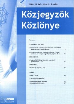 Közjegyzők Közlönye 2006 borítókép