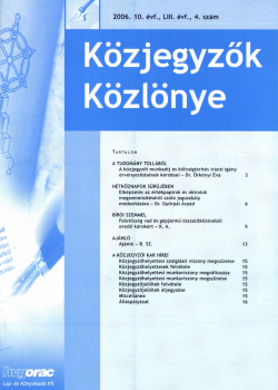 Közjegyzők Közlönye 2006 borítókép