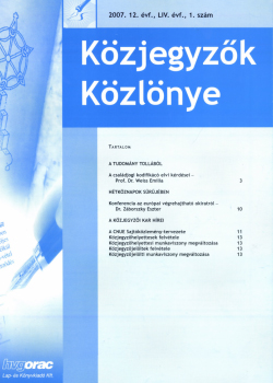 Közjegyzők Közlönye 2007 borítókép