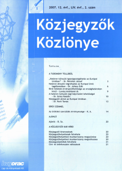 Közjegyzők Közlönye 2007 borítókép