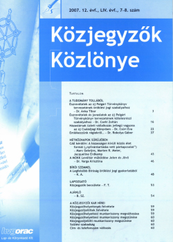 Közjegyzők Közlönye 2007 borítókép