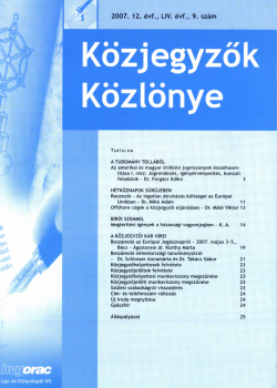 Közjegyzők Közlönye 2007 borítókép