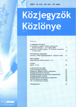 Közjegyzők Közlönye 2007 borítókép