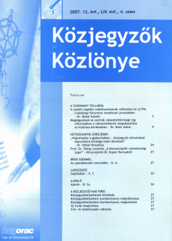 Közjegyzők Közlönye 2007 borítókép