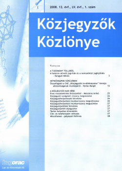 Közjegyzők Közlönye 2008 borítókép