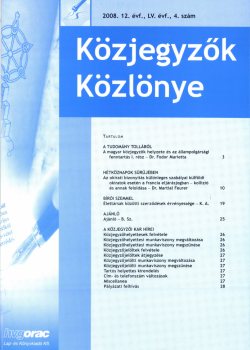 Közjegyzők Közlönye 2008 borítókép