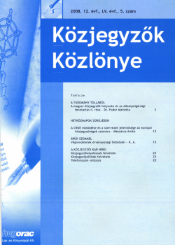 Közjegyzők Közlönye 2008 borítókép