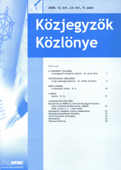 Közjegyzők Közlönye 2008 borítókép