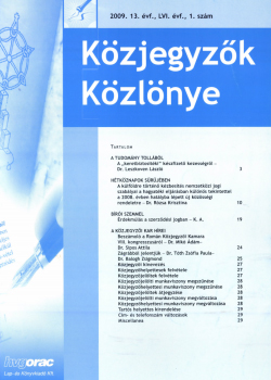 Közjegyzők Közlönye 2009 borítókép