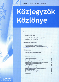 Közjegyzők Közlönye 2009 borítókép