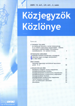 Közjegyzők Közlönye 2009 borítókép